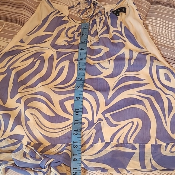 1. State 2pc Halter Tie Back Top & Ruffle Tiered Skirt Blue White Floral Wmns L - Picture 15 of 15